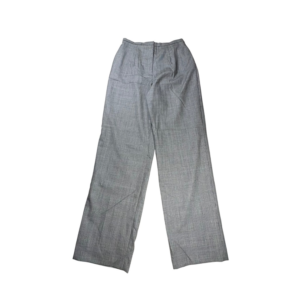 VTG Talbots Grey Glen Plaid Wool Wide Leg High Waist Pants 6 USA Dark Academia